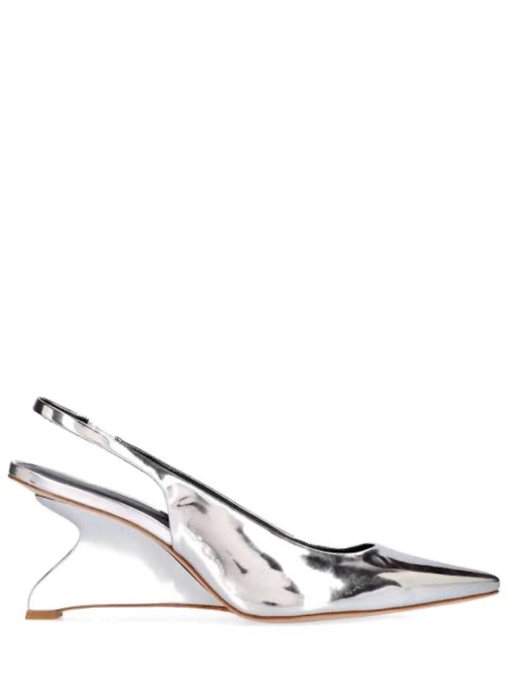 Reformation Nicola Sling Back Wedge Silver Leather Sandal Size 7